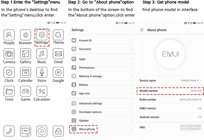Find HUAWEI Mobile model number